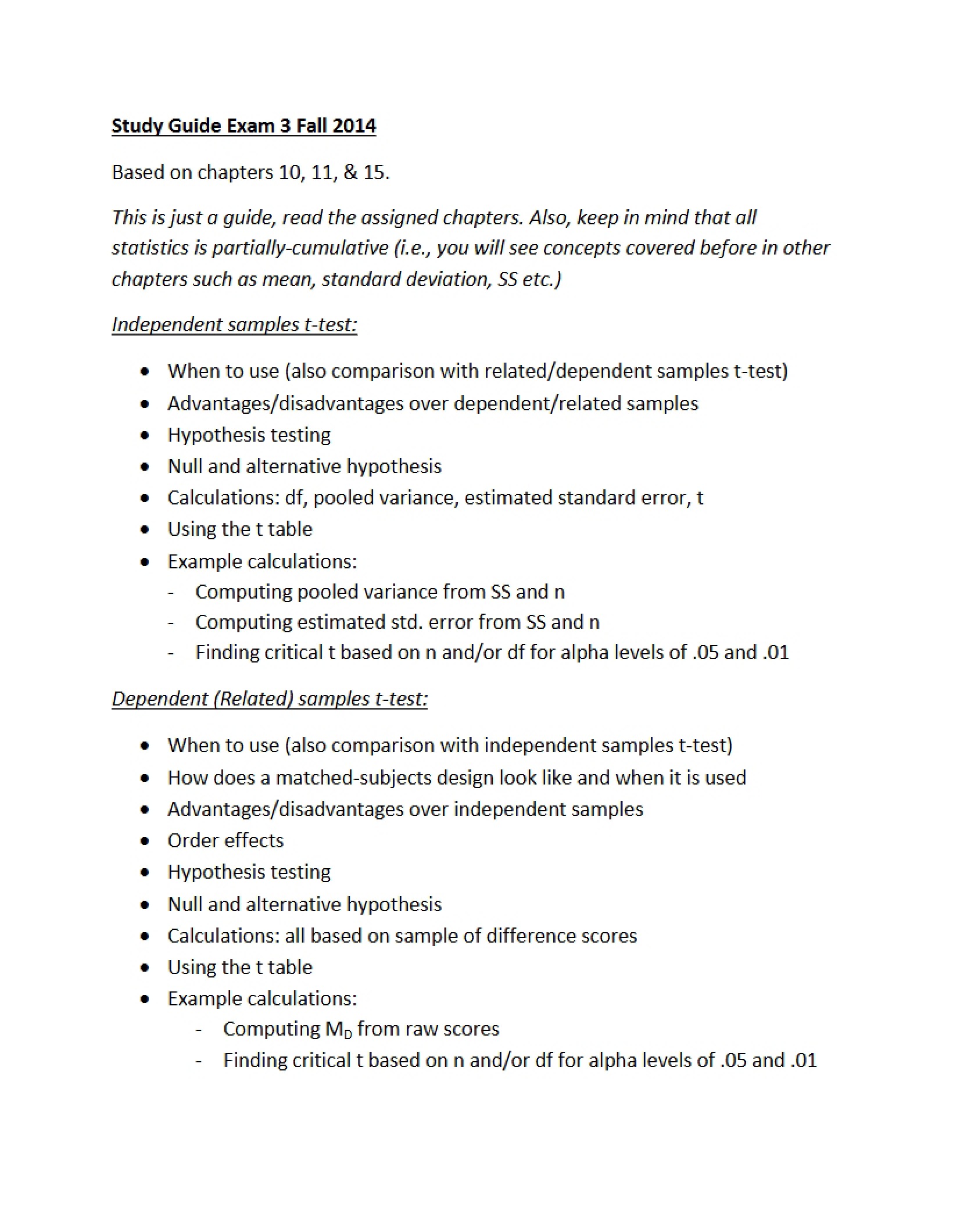 Study Guide Exam Two