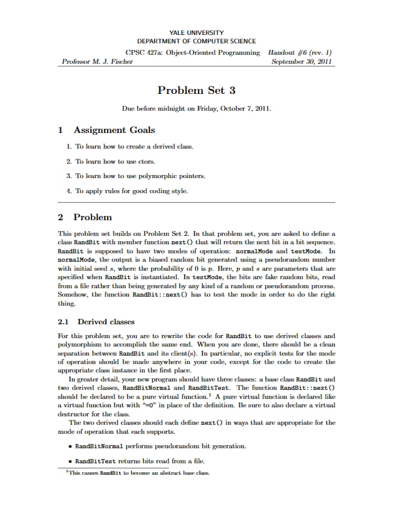 Third Problem Set