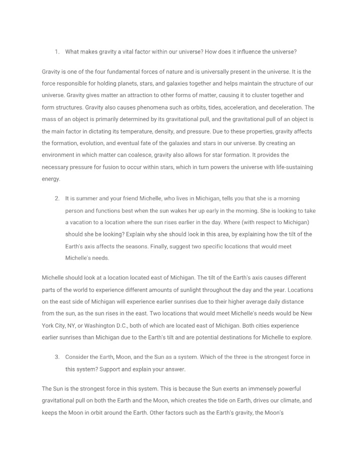Astronomy Critical Thinking Unit 3