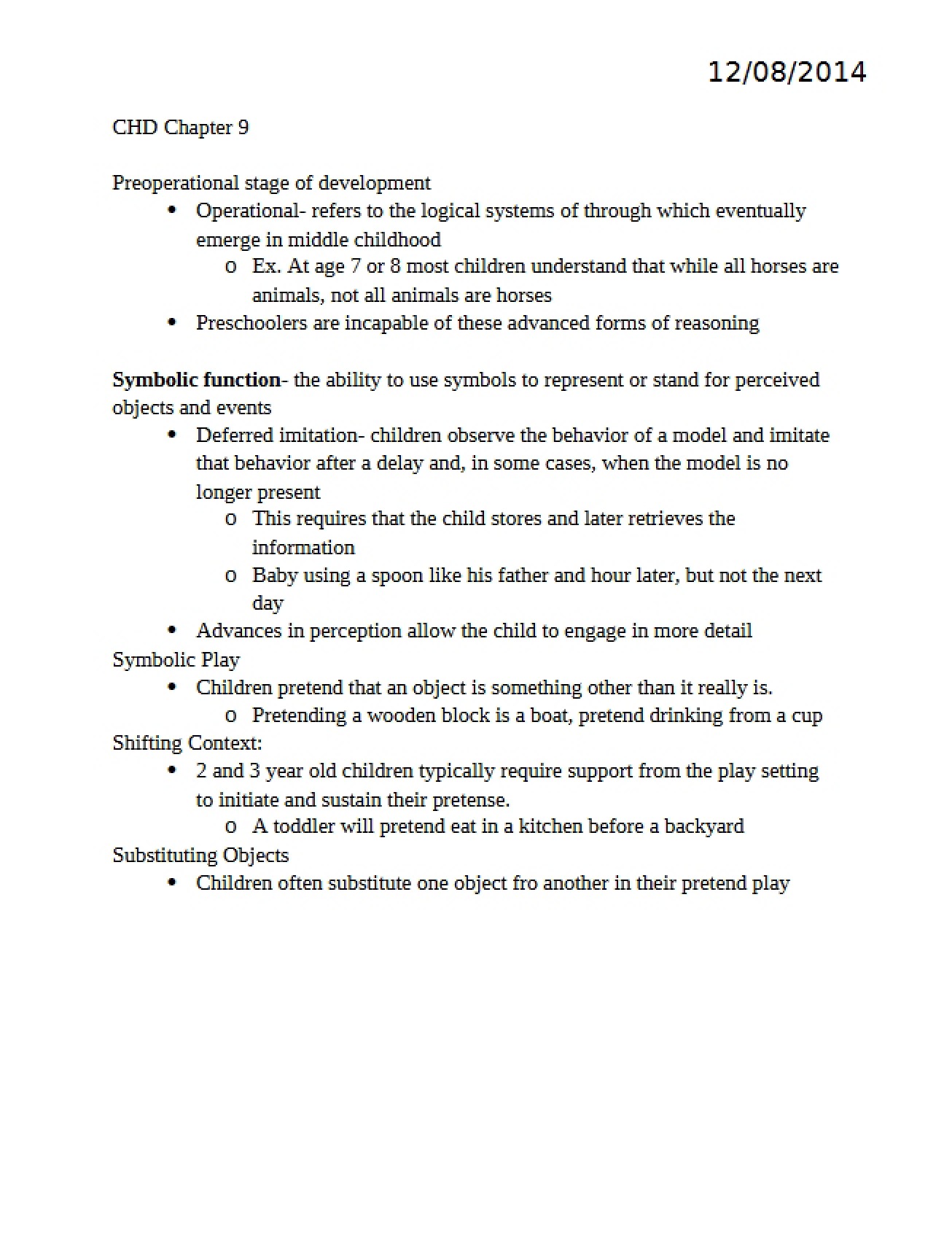 Developmental Preoperational Stage