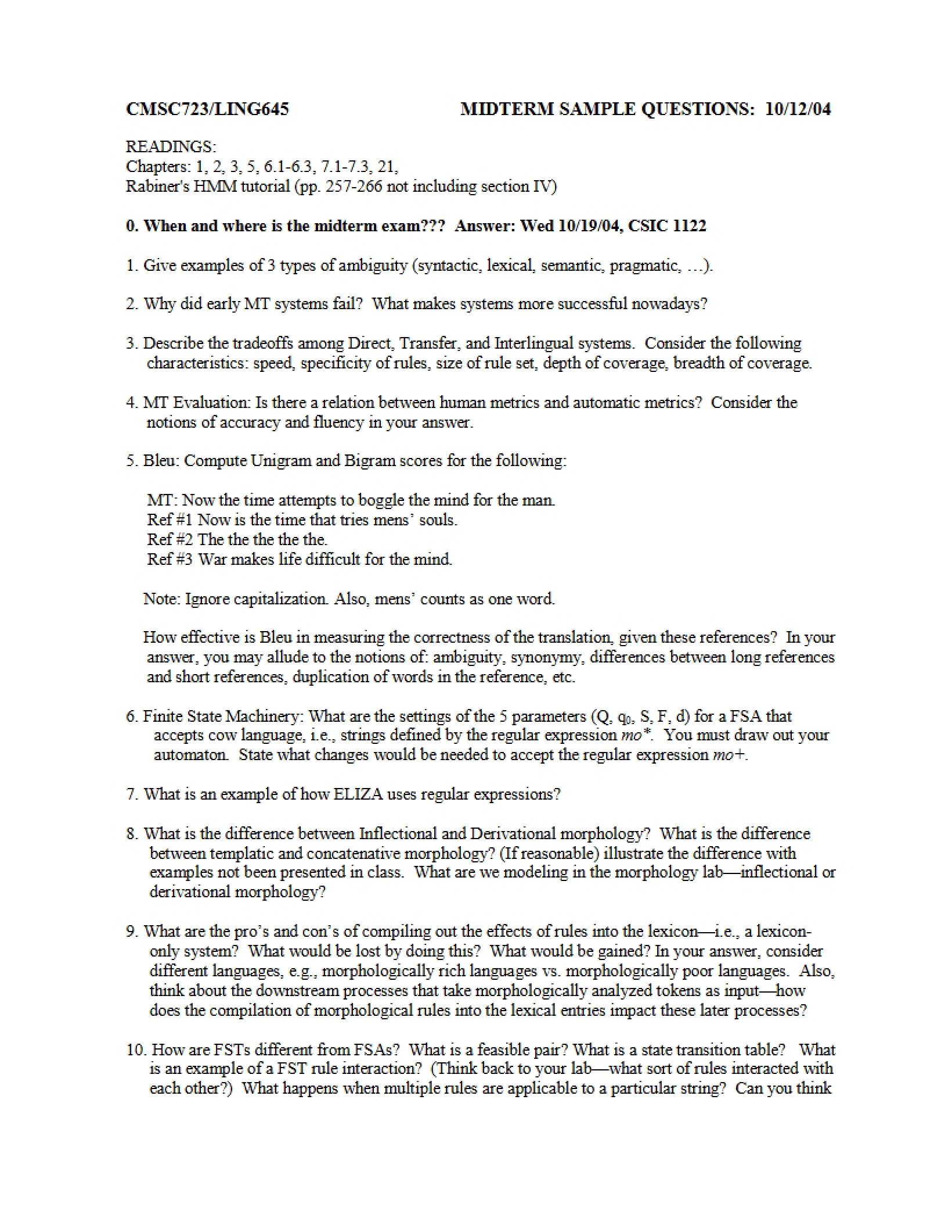 Questions for Midterm Practice
