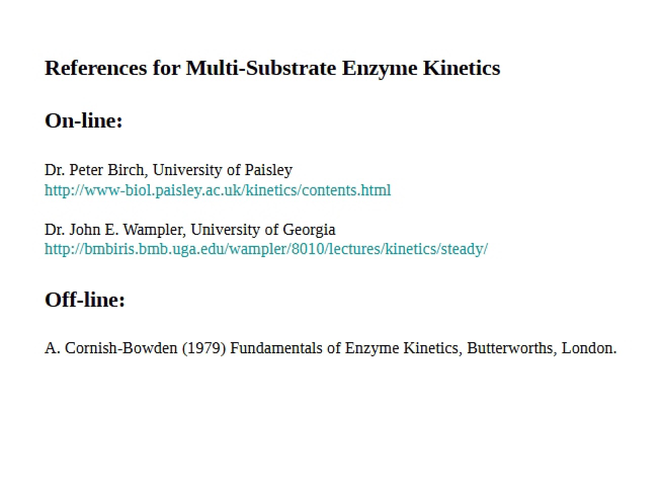 References for Multi-Substrate Enzyme Kinetics