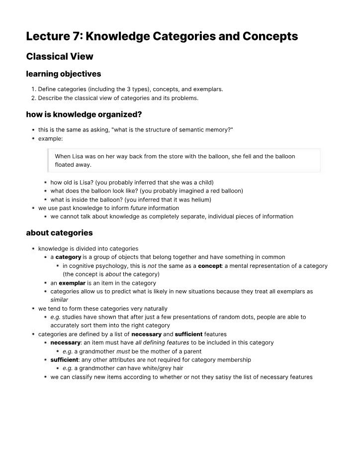 Knowledge Categories and Concepts - L07