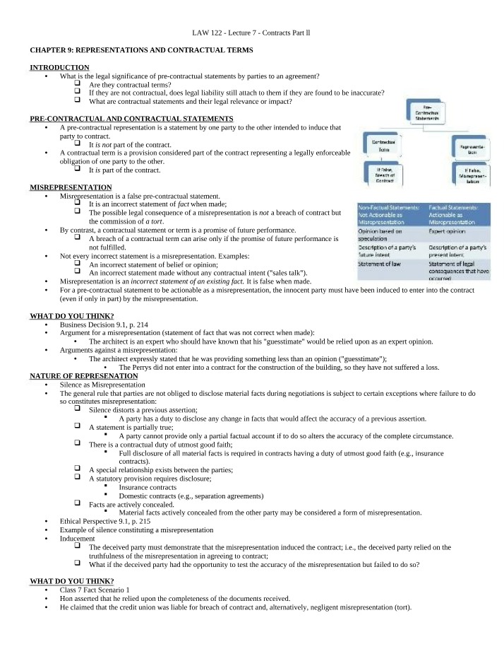 Contracts Part II - LAW 122 Lecture 7