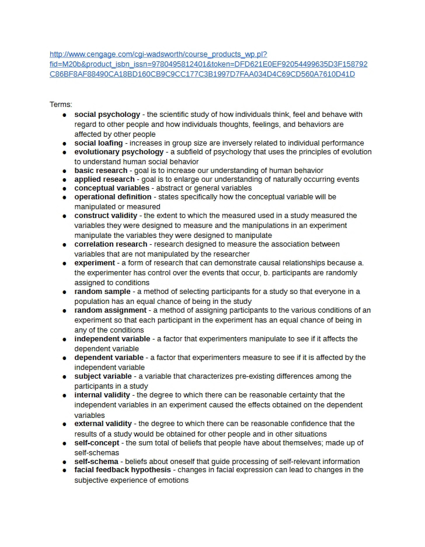 Study Guide for Chapters One to Five