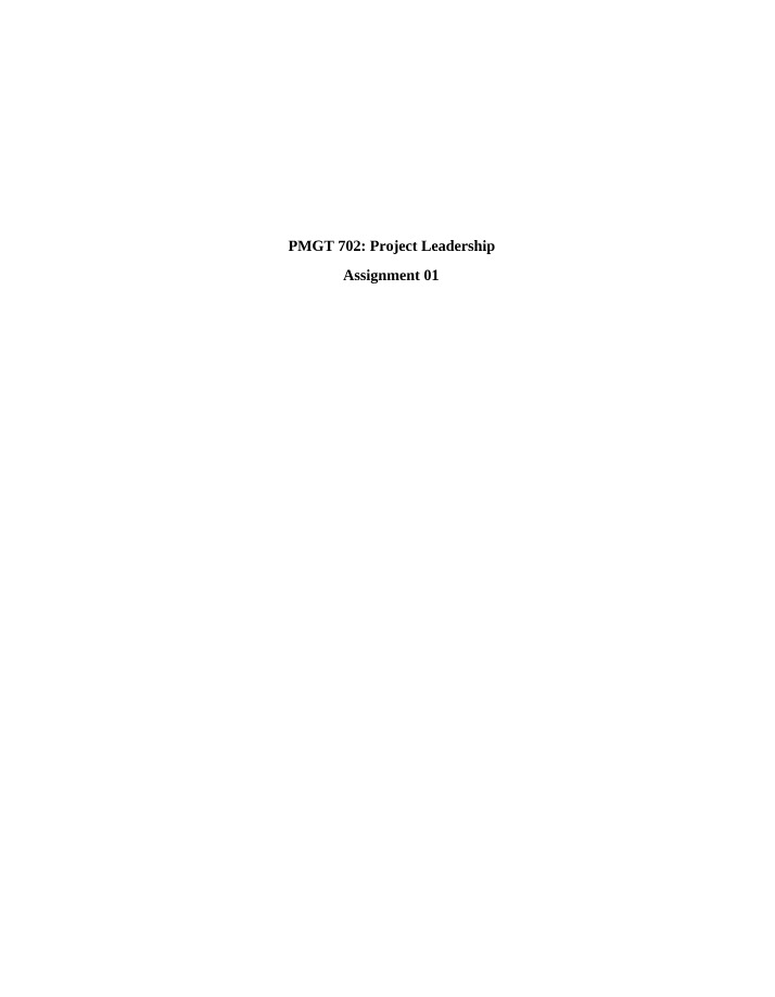 PMGT702 Assignment 1