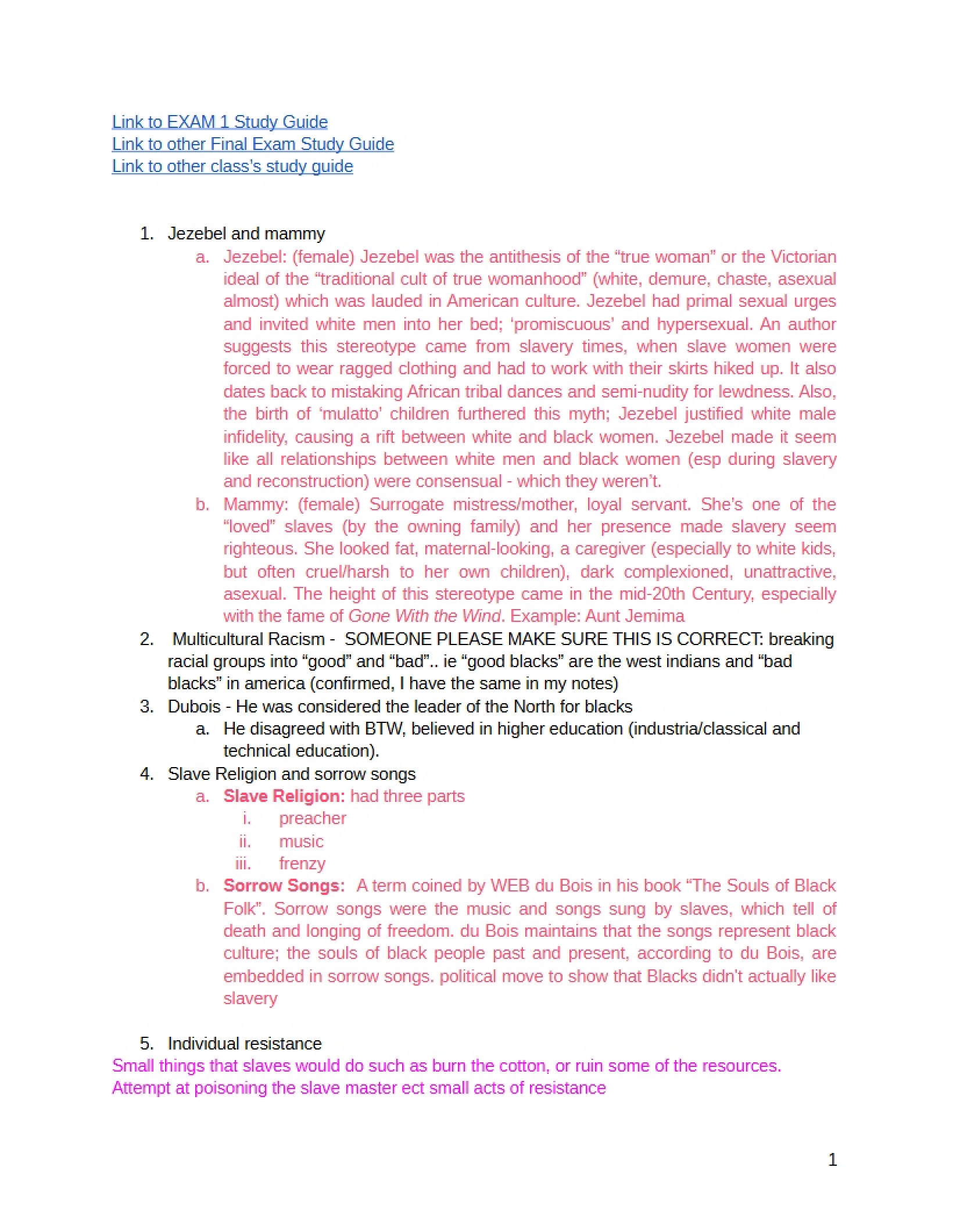 Guide for Study