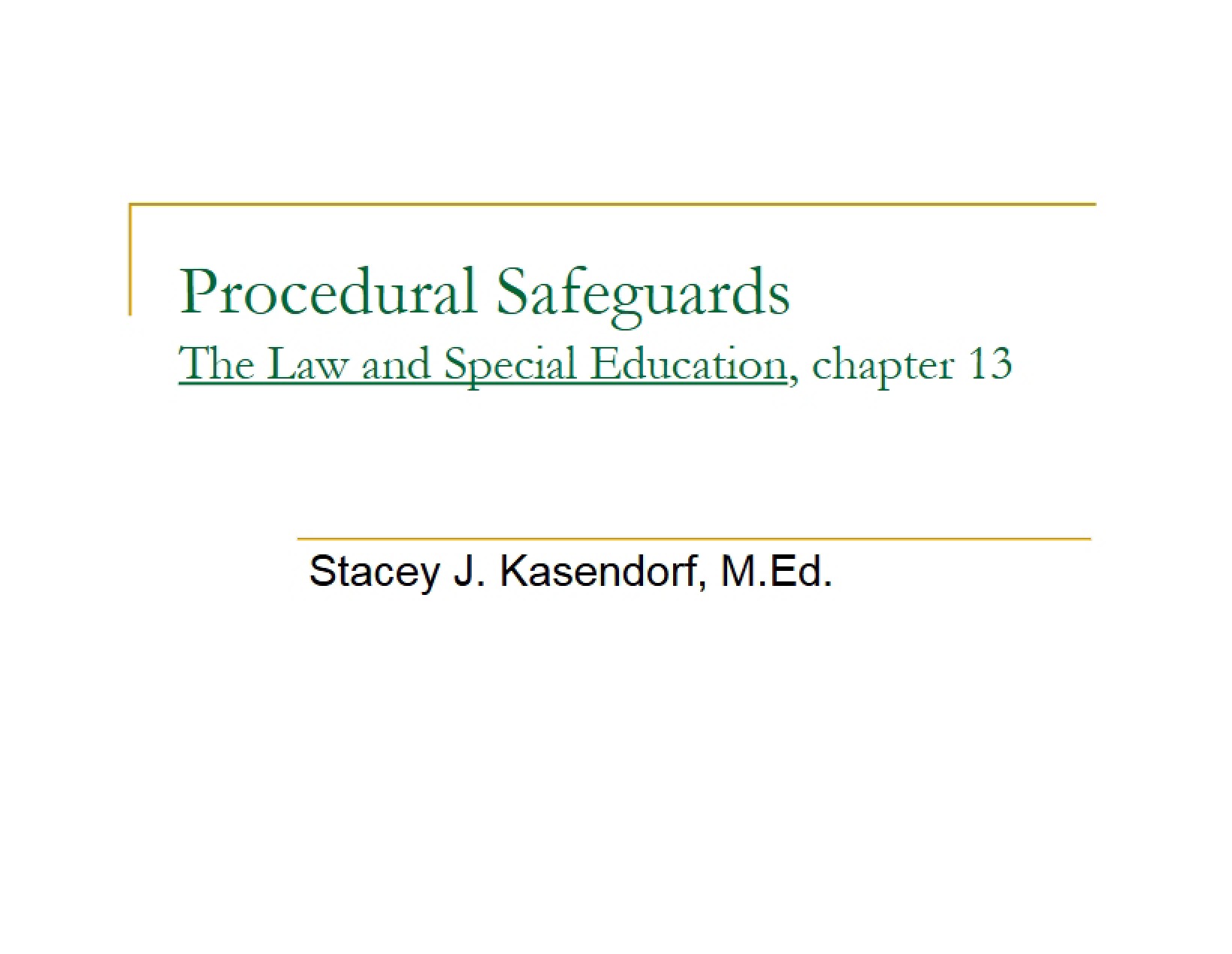Special Education and the Law