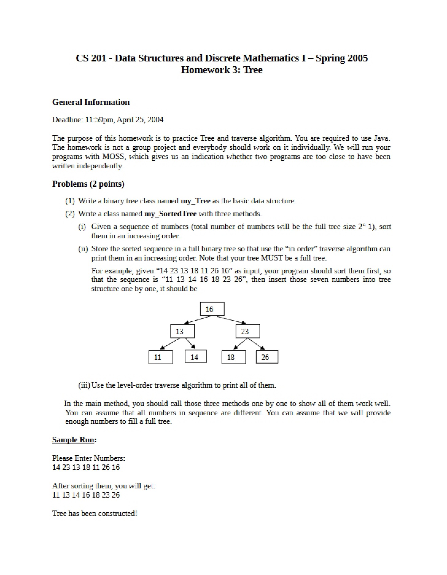 Homework Assignment 3 Trees