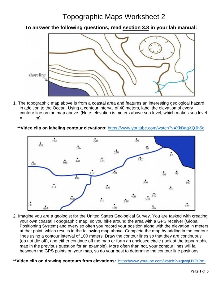 Worksheet 2 - Topographic Maps
