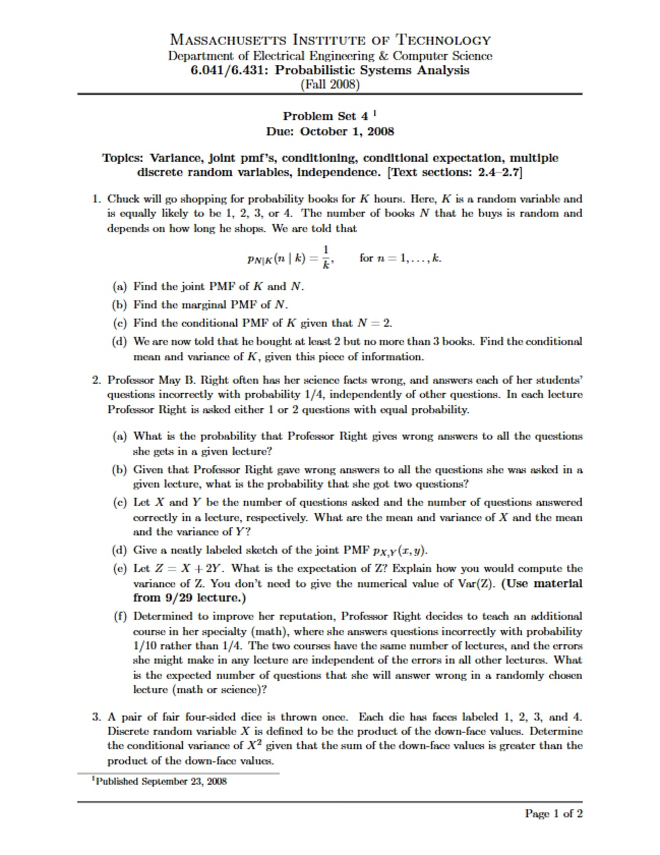 Fourth Problem Set