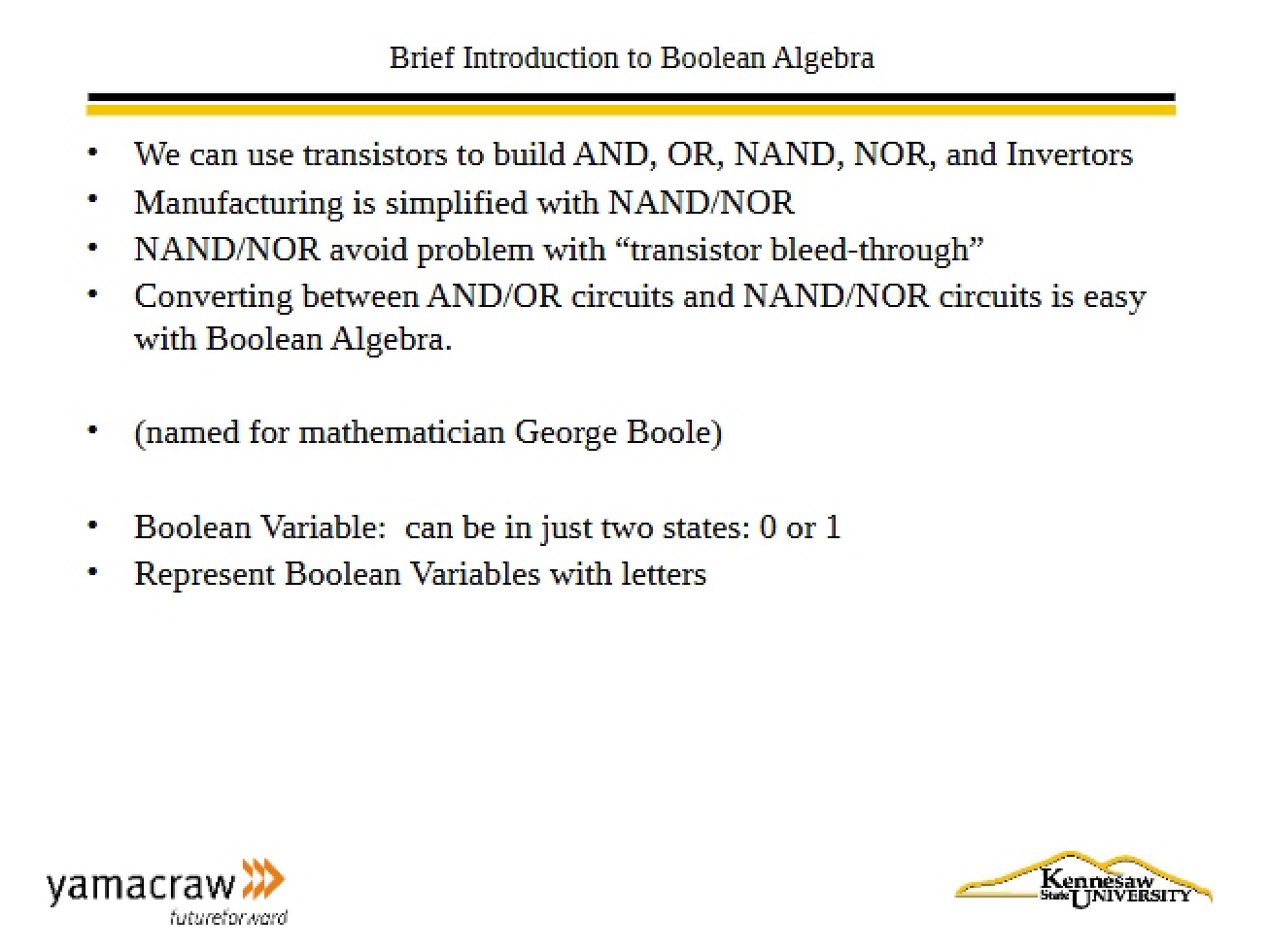 Foundations of Boolean Algebra