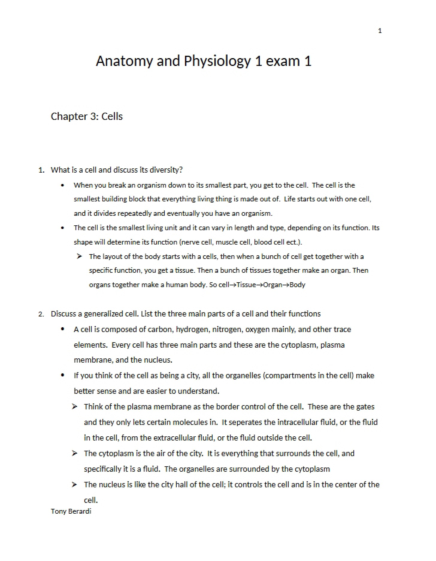 Study of Cells (Chapter 3)