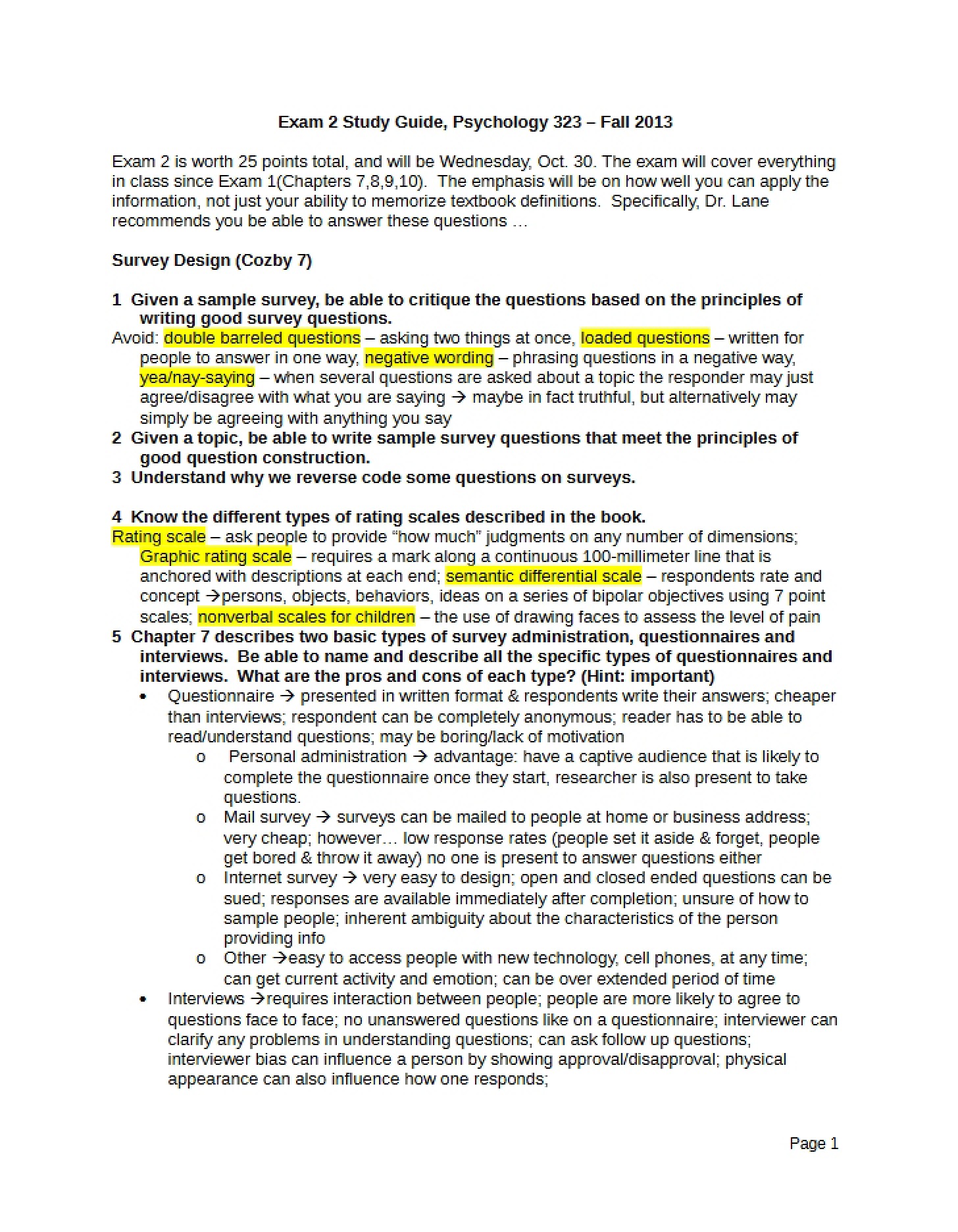 Exam Two Study Guide