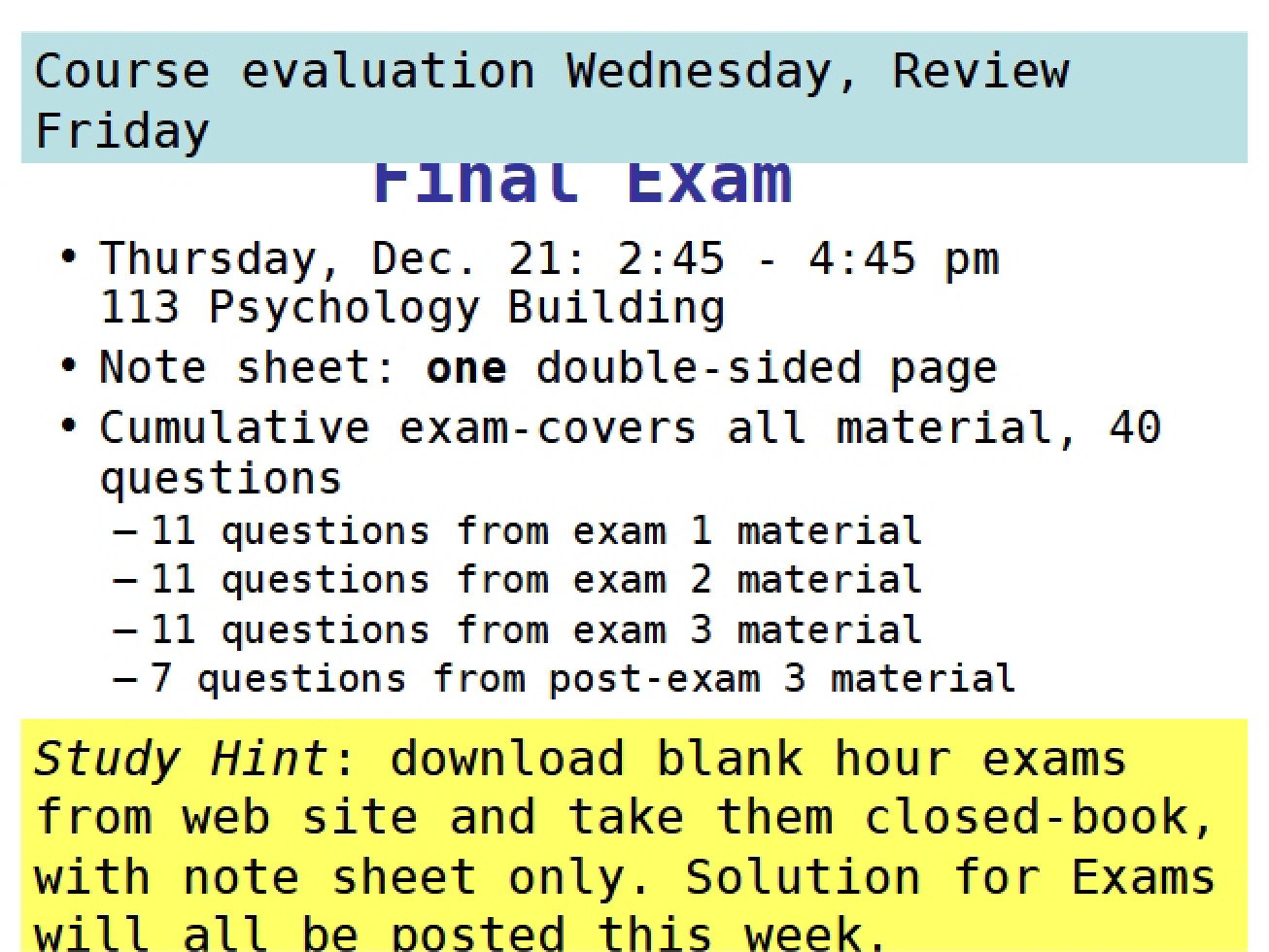 Physics 107 Materials