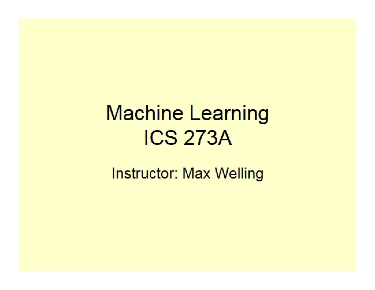 Course Outline for Machine Learning