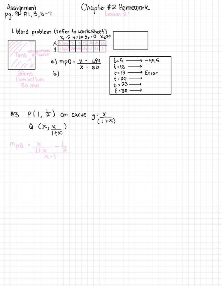 Chapter 2 - Lesson 2.1 Homework