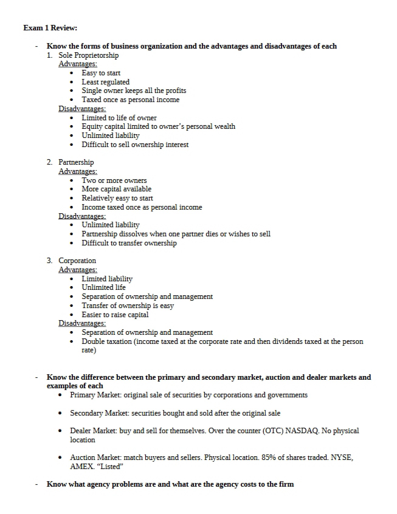 Review Session for the First Exam