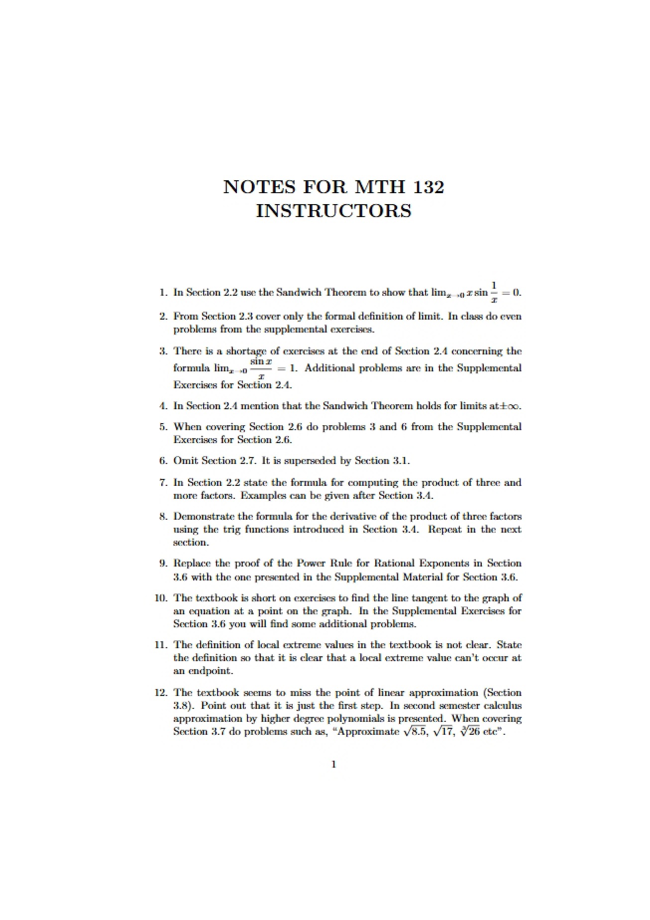 Notes on Instruction