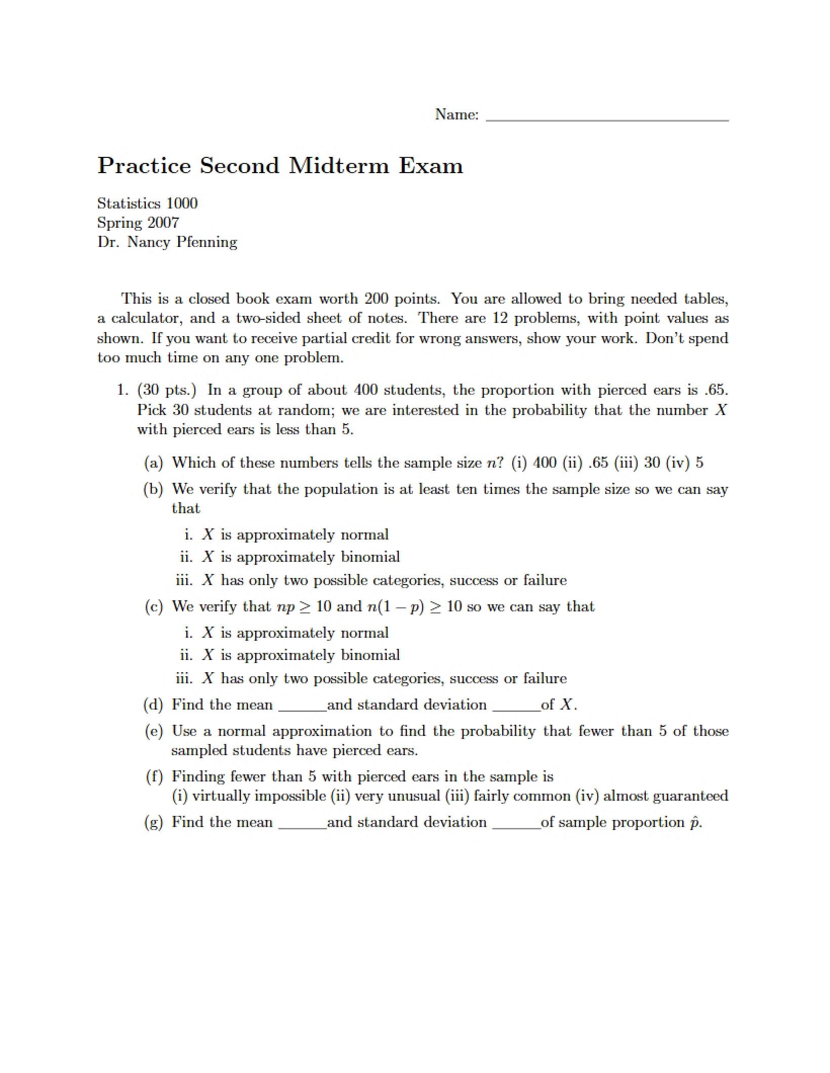 Practice Examination