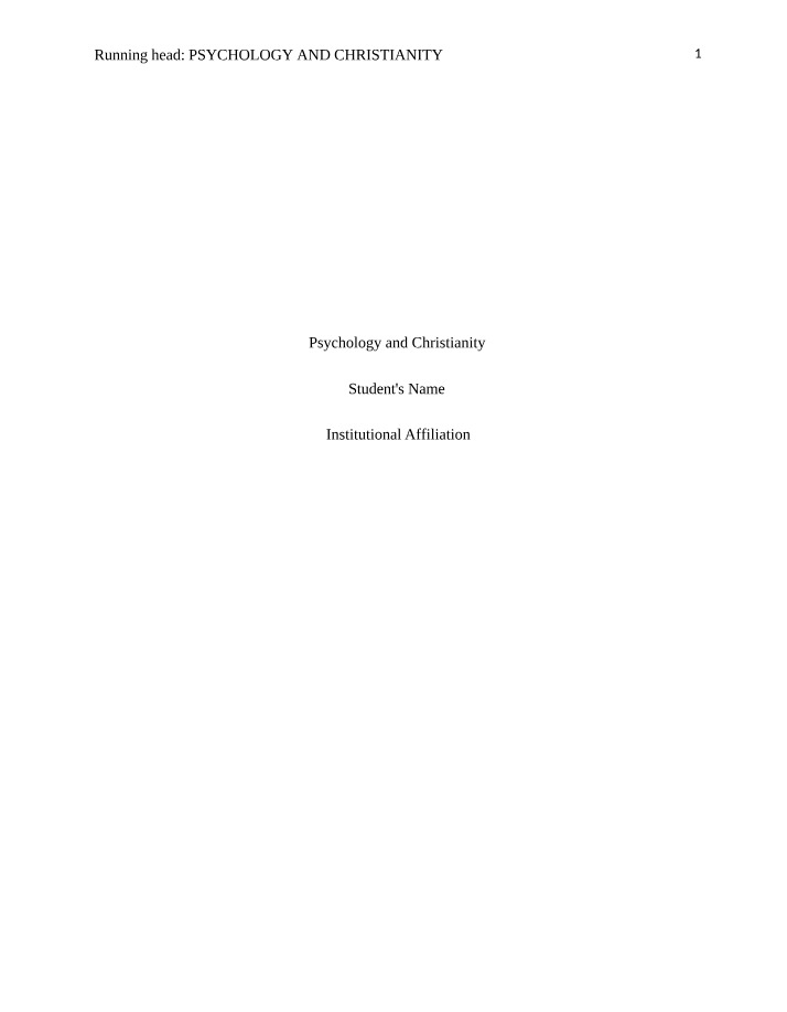Christianity and Psychology