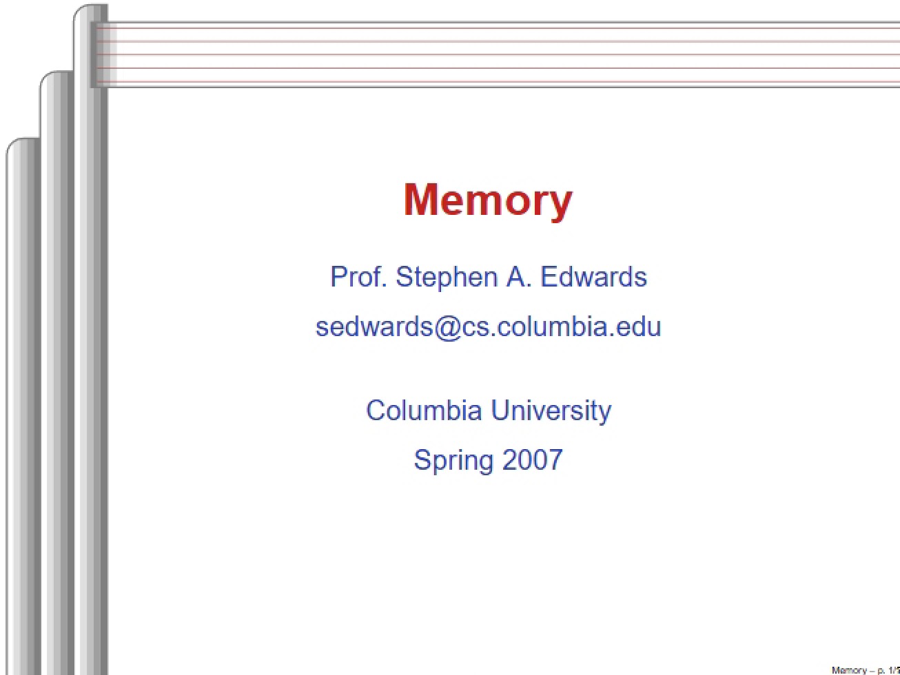Embedded Memory Systems I