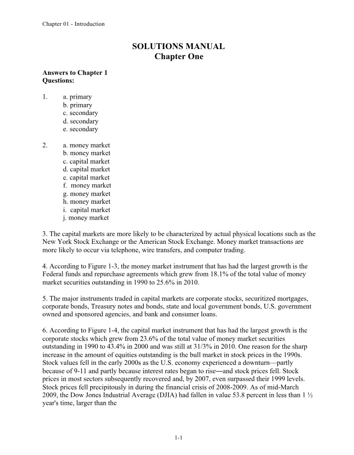 Introduction to Capital Markets, Money Markets, and Financial Markets