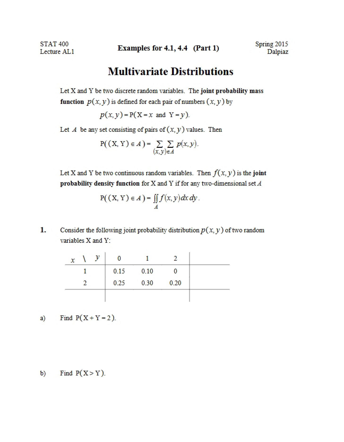 Exercise 4.1.1