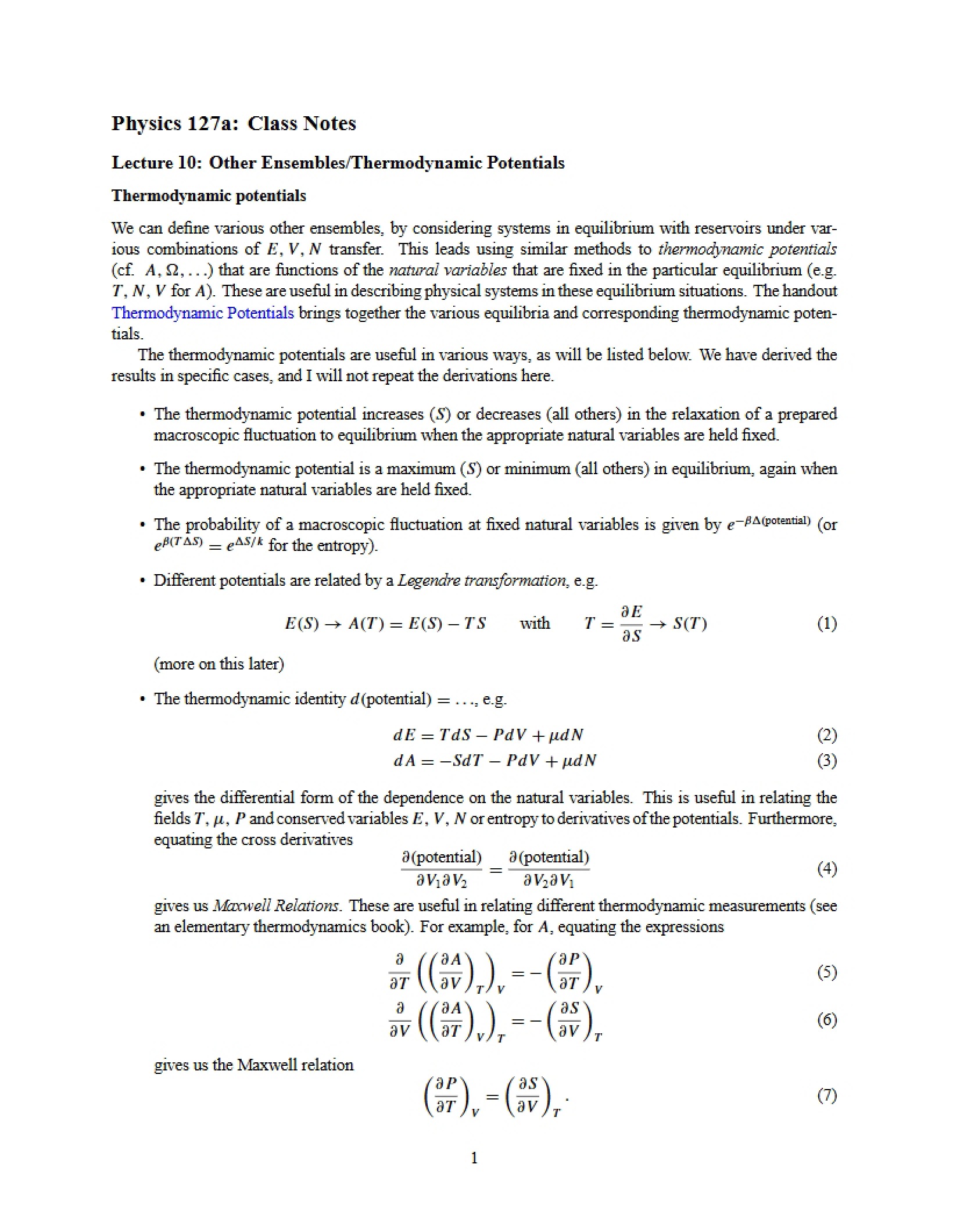 Stat Physics Notes