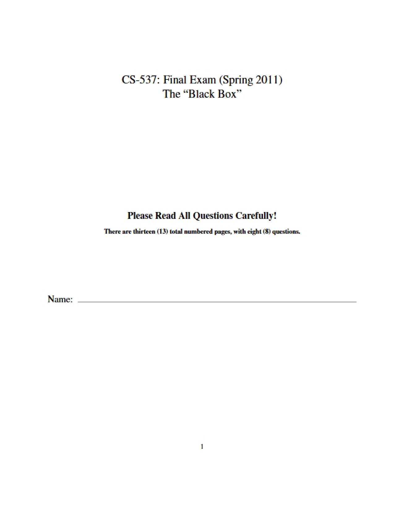 Comprehensive Final Examination