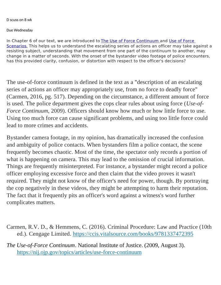 Use of Force Continuum - Impact of Bystanders