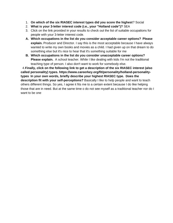 RIASEC Interest Types - Discovery and Suitability