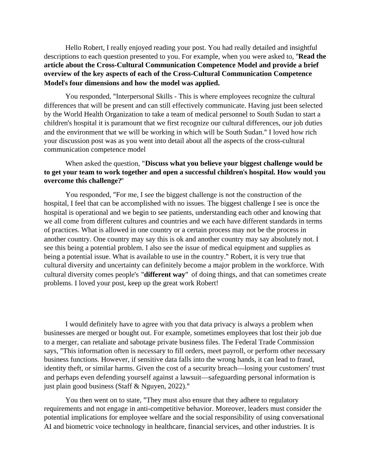 Excelsior Discussion Post Final Version