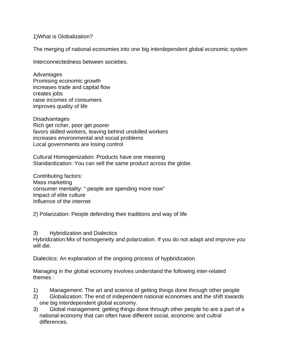 ADM3319 Notes - Cross Cultural Management