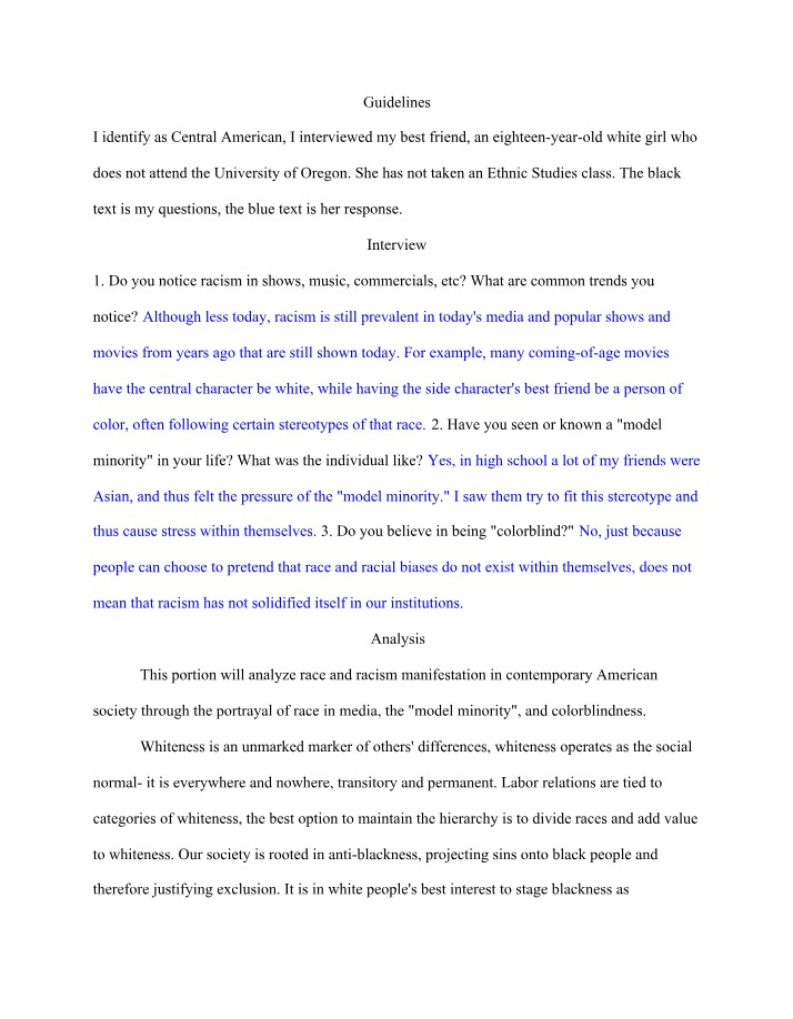 Paper for Ethnic Studies Analysis