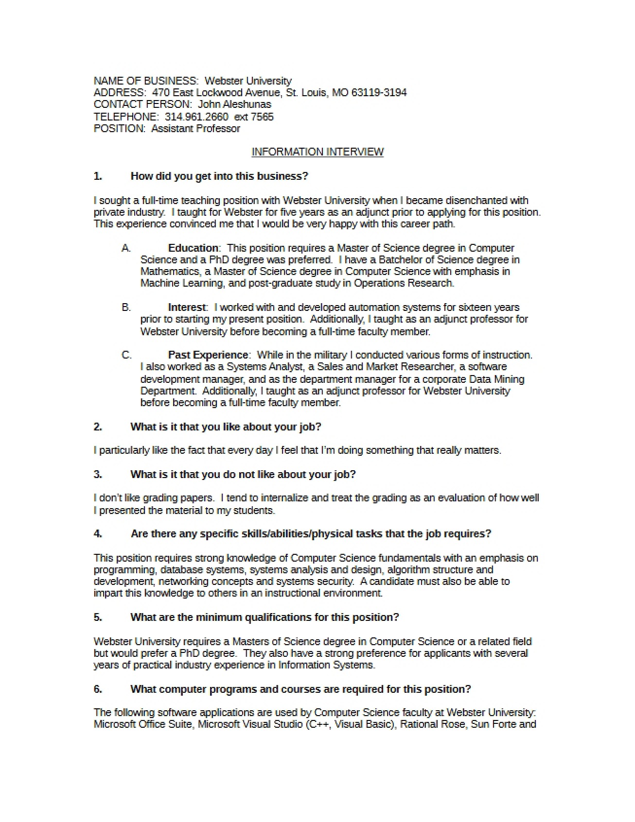 Interview for Information