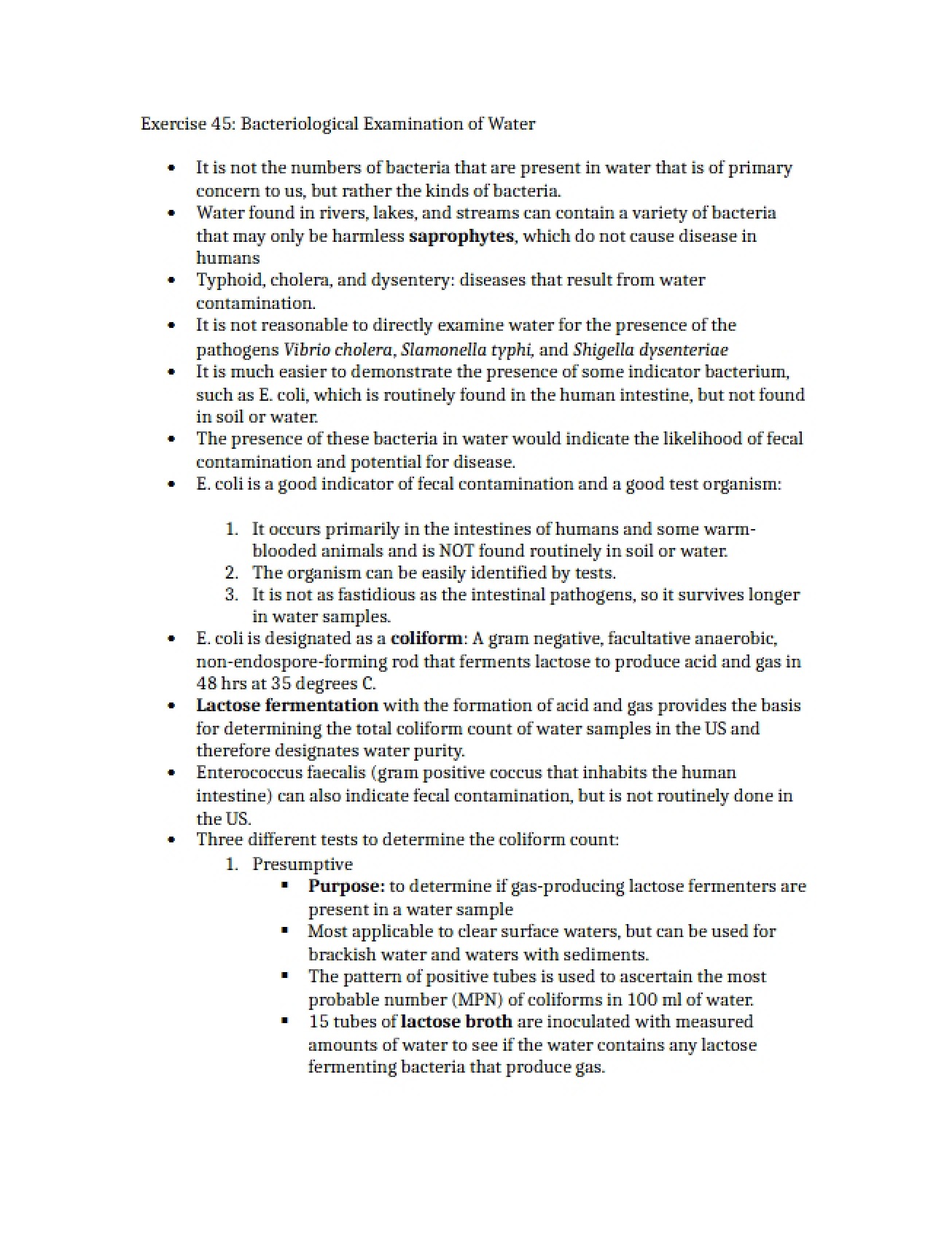 Study Guide for Microbiology Lab