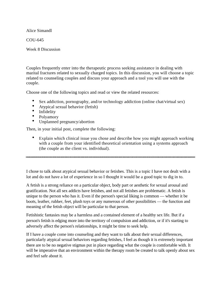 Tools and Approach for Counseling Couples with Atypical Sexual