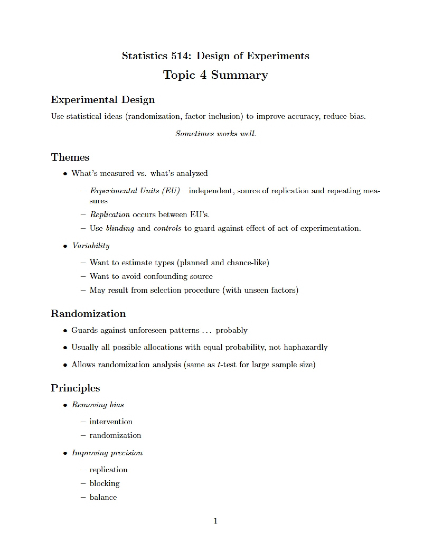 Experimental Design Overview