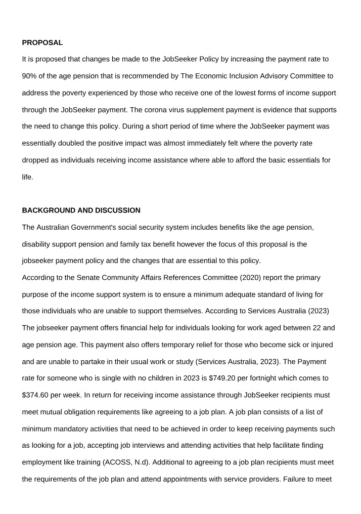 Addressing Poverty and Improving JobSeeker Payment