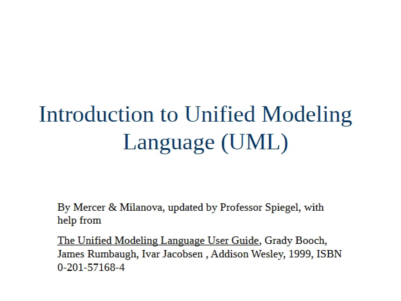 Introduction to Unified Modeling Language (UML)