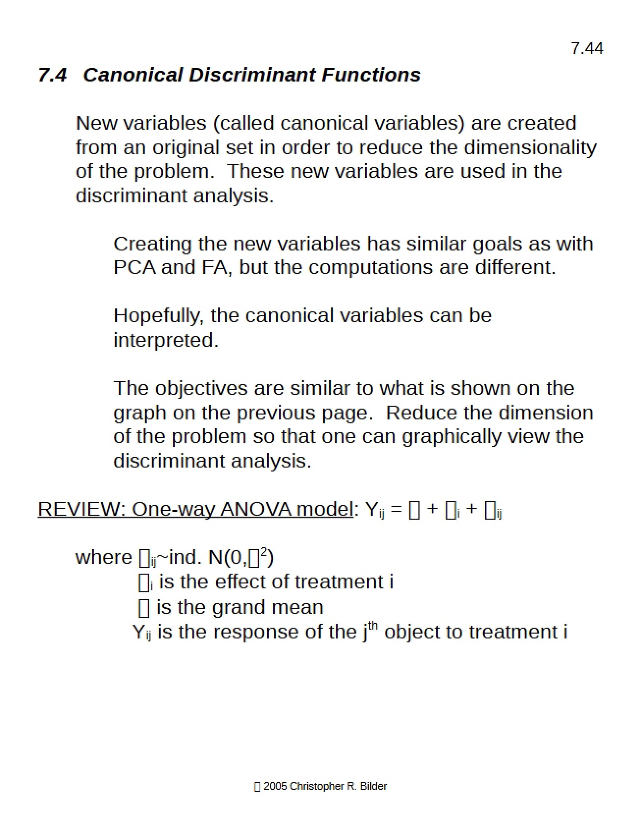 Canonical Discriminant Functions (7.4)