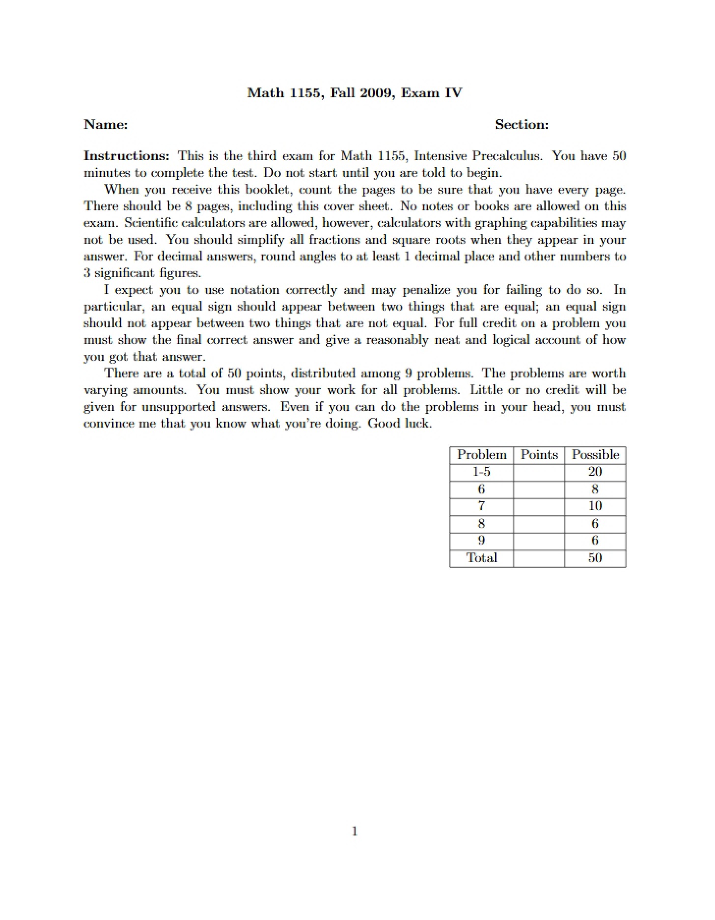 Fourth Examination
