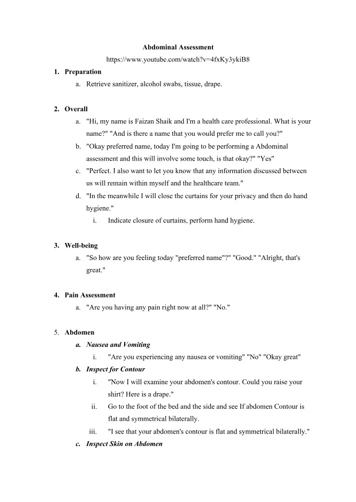 Abdominal Assessment - A Step-by-Step Guide for Healthcare
