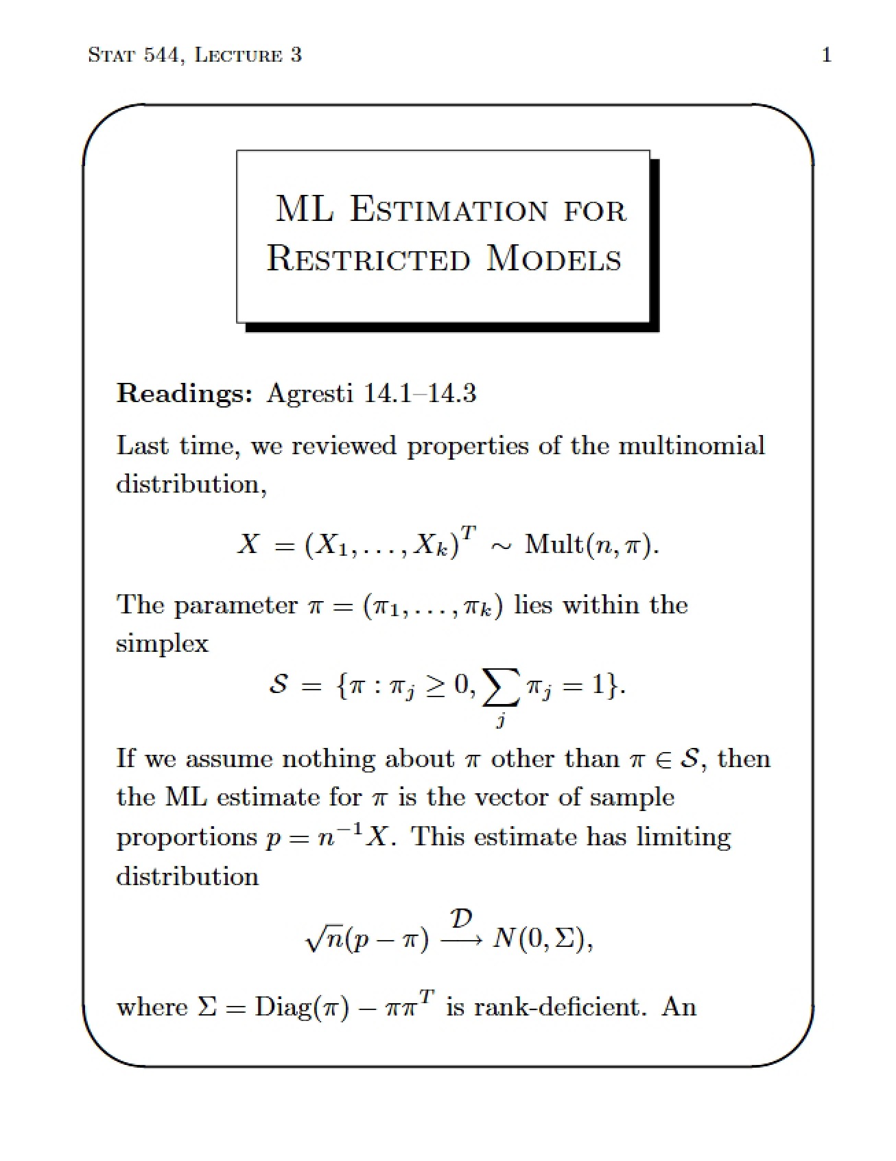 Restricted Models ML Estimation