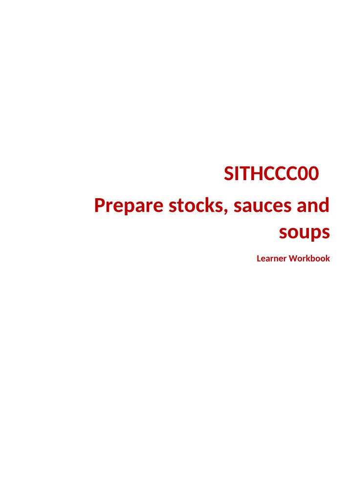 Stocks, Sauces, and Soups - Culinary Guide