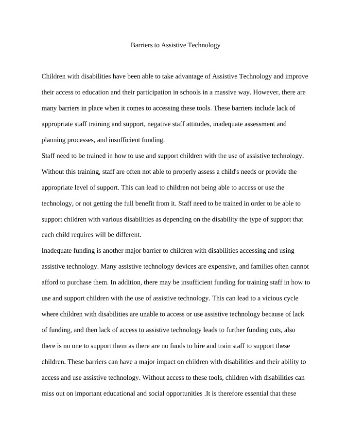 Barriers to Assistive Technology Access