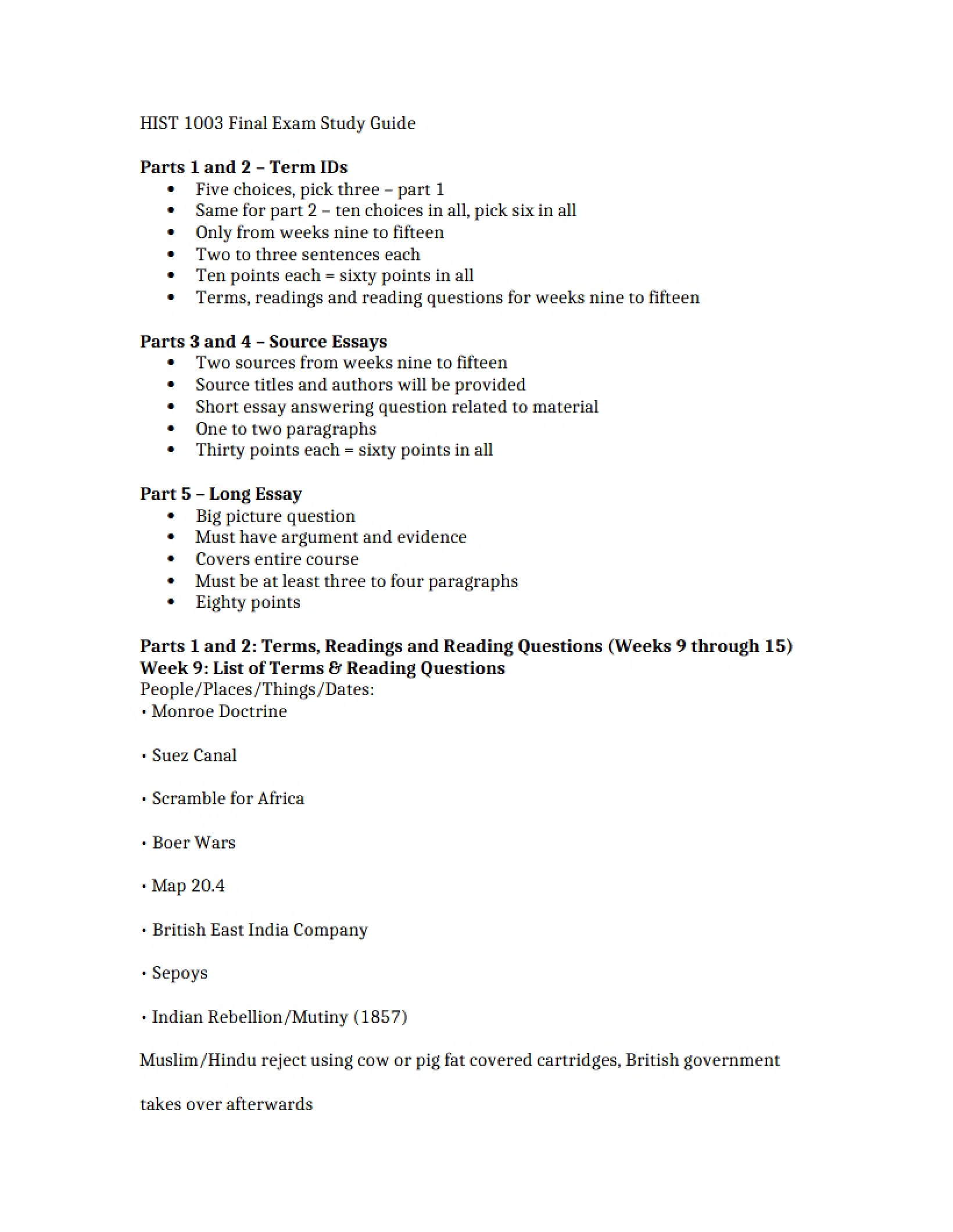 Study Guide Final Exam