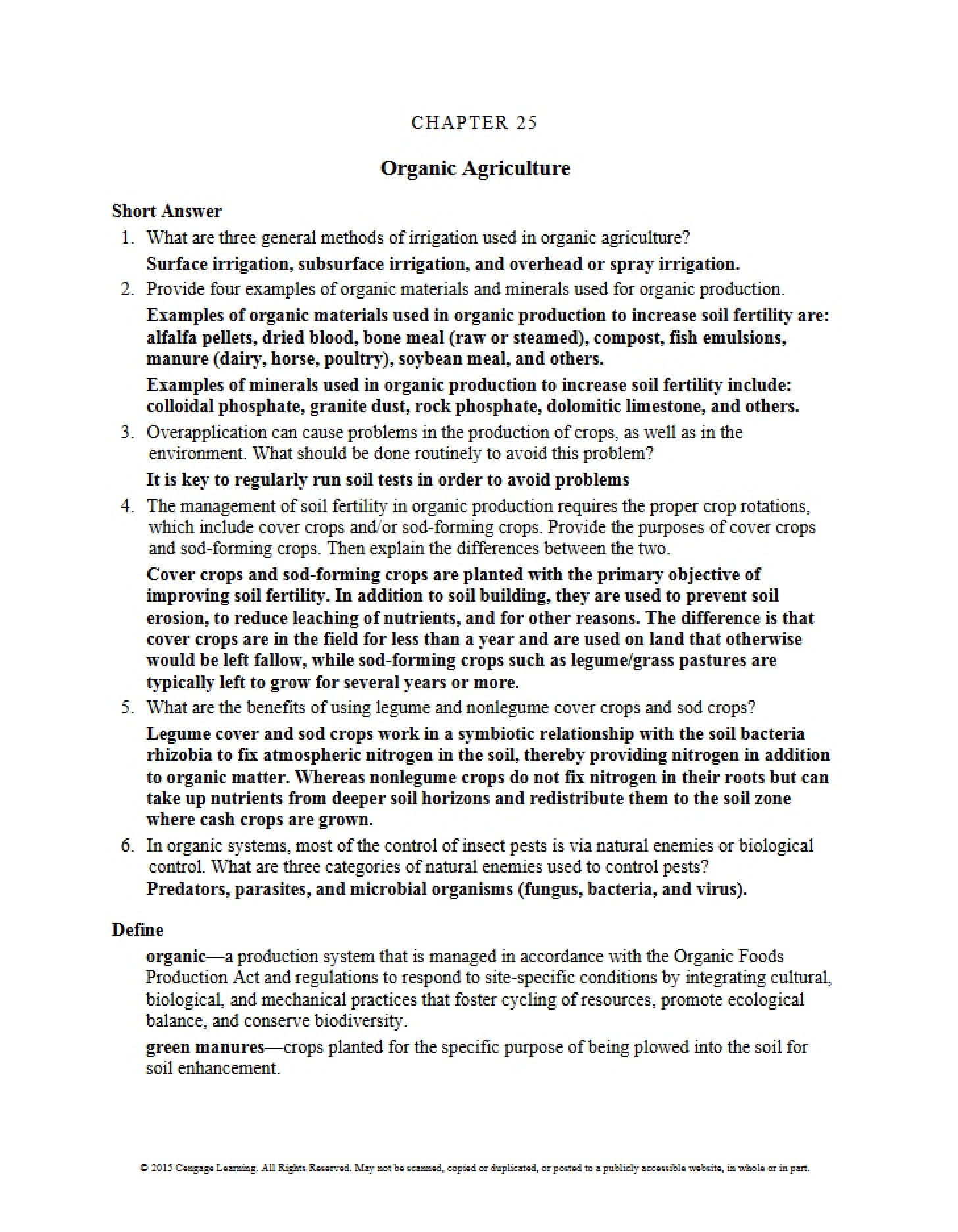 Agriculture in Organic Systems