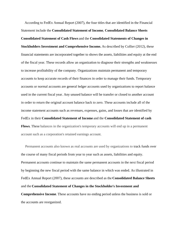 Four Financial Statements